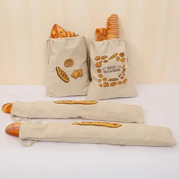 1Pc бельо хляб чанта за многократна употреба памук шнур съхранение чанта хляб домашно приготвен хляб пресни екологично водене за багета чанта F6Y3