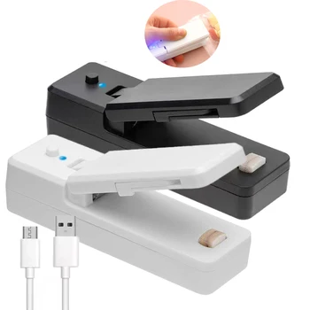 2 IN 1 USB презареждащ се мини чанта уплътнител Топлинен уплътнител с нож за рязане Преносим уплътнител Влагоустойчиво уплътнително устройство за съхранение на храни