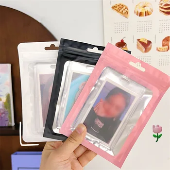 20PCS Photocard чанта за съхранение Матов прозрачен цип заключване запечатани чанти идол фото карта защитна чанта бисквитка стикери опаковане чанти