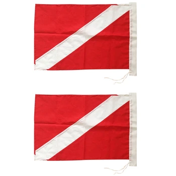 2X флаг за гмуркане за използване на подводен риболов с плувка, шамандура, лодка, гмуркач надолу 35X50cm