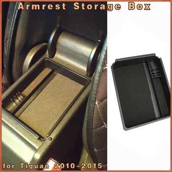 ABS Централна кутия за съхранение на подлакътници Контейнер за палети за Volkswagen VW Tiguan 2010 2011 2012 2013 2014 2015 Автомобилен стайлинг