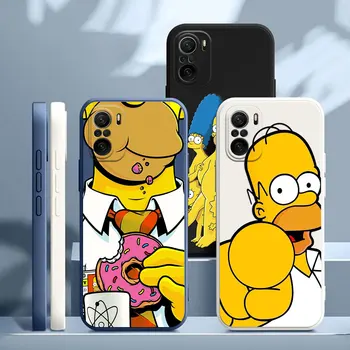Cartoon The-Simpsons Family Liquid Case за Xiaomi Poco F5 Pro X4 X5 Pro X3 NFC GT M3 M4 Pro M5 F3 F4 C40 удароустойчив капак на телефона