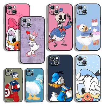 Donald Duck За Apple iPhone 15 14 13 12 Mini 11 XS XR X 8 7 Pro Max Plus Мек силиконов черен калъф за телефон