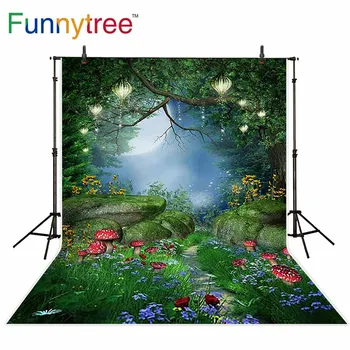Funnytree фонове за фото студио Magic Forest цвете дърво гъба чудо професионален фон photobooth photocall