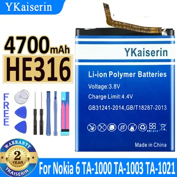 YKaiserin батерия HE316 HE 316 4700mAh За Nokia 6 Nokia6 TA-1000 TA-1003 TA-1021 TA-1025 TA-1033 Мобилен телефон Bateria