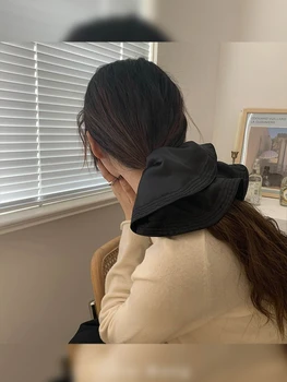 Високо качество извънгабаритни сатенени ластици за коса Корейски големи черни ластици френски връзки за коса