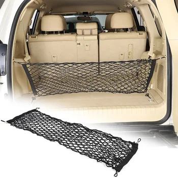 За Toyota LAND CRUISER Prado Net Holder Car Trunk Rear Storage Cargo Luggage Nylon Elastic Mesh With 4 Plastic Hooks Pockets