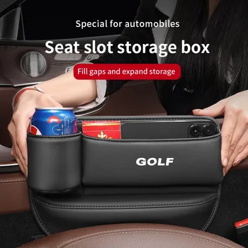 Кола пришити седалка празнина процеп слот кожена кутия за съхранение с чаша за Vw Volkswagen Golf Mk2 Mk3 Mk4 Mk5 Mk6 Mk7 MK8 Авто аксесоари