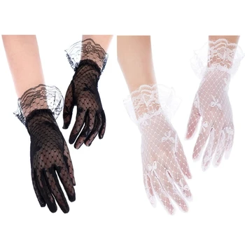 Къси дантелени ръкавици Дамски ръкавици Булчински ръкавици за китката Ръкавици за чаено парти Дропшипинг