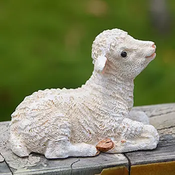 Мини овце орнаменти микро пейзаж овце скулптура легнало положение бонсай агнешко декор прекрасна смола овце статуя агнешко фигурка