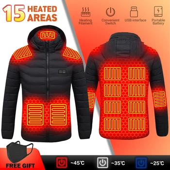 Мъже отопляемо яке зимно топло USB отоплително яке термично облекло ловна жилетка отопление яке за спортен туризъм извънгабаритни 6XL