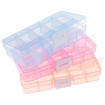 Регулируема пластмасова кутия за съхранение с 10 отделения PP Прозрачна покрита орнаментна част Компоненти Организатор Кутия за съхранение на инструменти