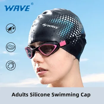 Силиконова плувна шапка за възрастни водоустойчива лятна шапка за плувен басейн Еластична защита на ушите Дълга коса Шапка за гмуркане