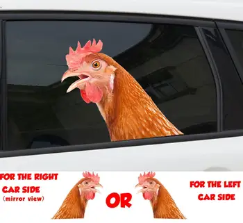 Червен пилешки стикер за прозорец, стикер за кола, червен пилешки стикер за кола, забавен стикер