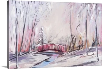 1 бр. Начало декор платно сняг горичка дървен мост отпечатани плакат живопис модерна стена изкуство HD снимки хол модулна рамка