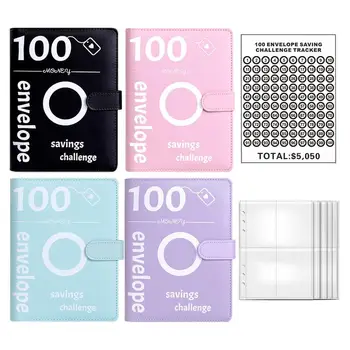 100 дни спестявания предизвикателство Binder пари организатор за пари в брой с парични пликове лист и стикери лесно и забавно 100 плик