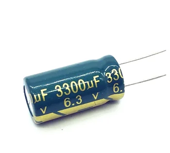  10pcs / партида 6.3V 3300UF 10 * 20 Low ESR / импеданс високочестотен алуминиев електролитен кондензатор 3300UF 6.3V3300UF 20%