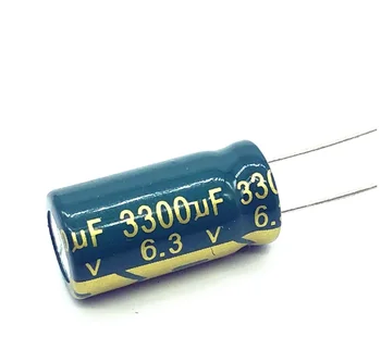  10pcs / партида 6.3V 3300UF 10 * 20 Low ESR / импеданс високочестотен алуминиев електролитен кондензатор 3300UF 6.3V3300UF 20%