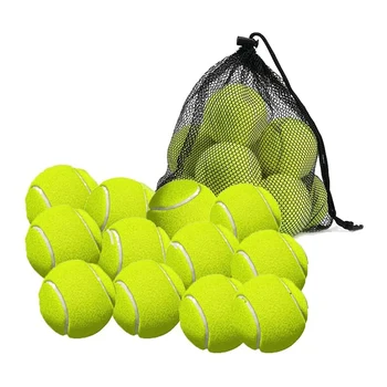 12 Пакет топки за тенис с чанта за съхранение - Фино качество Дебелостенна топка за тенис - идеална за тенис и крикет