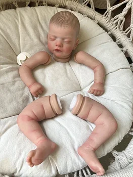 19Incn Вече боядисан комплект Сам Прероден комплект Мек силиконен прероден Спящо бебе с платнено тяло