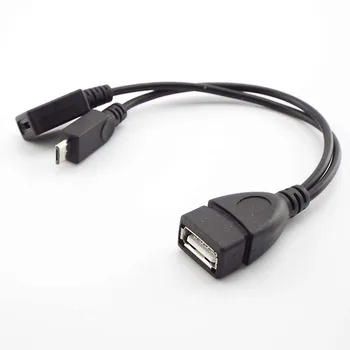 2 In 1 OTG Micro USB Host Power Y Splitter USB адаптер към Mirco 5 пинов мъжки женски микро USB порт OTG кабел за зареждане