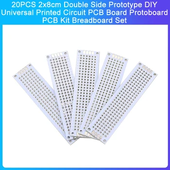 20PCS Бял 2x8cm двустранен прототип DIY универсална печатна платка платка Protoboard PCB комплект Breadboard Set