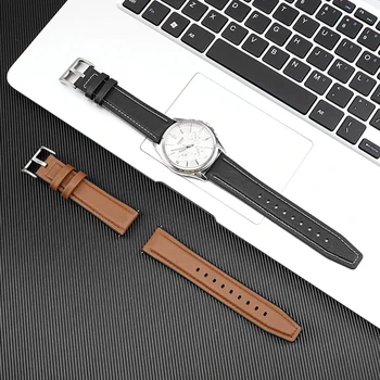 20mm 22mm 24mm гривна за Huawei Watch GT2 GT3 42mm 46mm Каишка за часовник за Samsung Galaxy Watch 3/4 силиконова + кожена лента за часовници