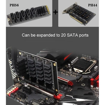 2X M.2 към NGFF 5 порта SATA3.0 адаптерна карта JMB585 M.2 ключ M SATA3.0 разширителна карта за PC лаптоп