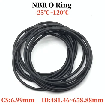 2pcs черен NBR O пръстен CS 6.99mm ID 481.46 ~ 658.88mm Автомобилни нитрилни каучукови кръгли форма шайба корозия устойчиви уплътнения