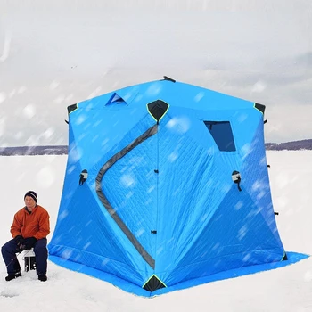 3-4 човек Автоматична зимна палатка за риболов на лед Снежна къща Дръжте топло Ветроупорен Оксфорд открит къмпинг плаж преносим автомобил облекчение