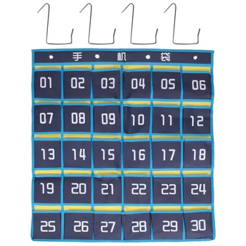 30 номерирани джобове диаграма мобилен телефон висящи организатор висящи чанта за съхранение за класната стая калкулатор притежателите на мобилни телефони