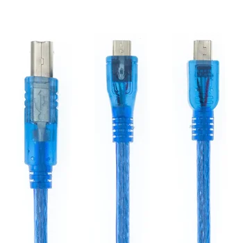 30CM USB кабел за Uno R3/Nano/MEGA/Leonardo/Pro Micro/DUE Blue Висококачествен тип A USB/Mini USB/Micro USB кабел за Arduino