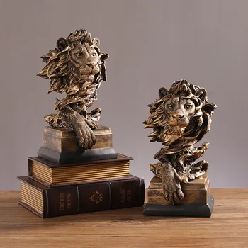 30см ретро скандинавски лъв смола бюро скулптура домашен офис бар декор смола животински модел занаяти изкуство орнаменти уникален подарък