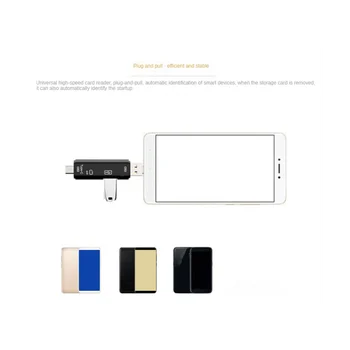 5 в 1 USB 2.0 тип C / USB / Micro-USB / TF / SD четец на карти с памет OTG четец на карти адаптер аксесоари за мобилни телефони, бял