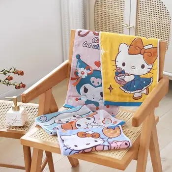 5Pcs Sanrio детски кърпи Kawaii Hello Kitty сладък карикатура чист памук вода поемане бързо сушене кожата приятелски измиване кърпа за лице