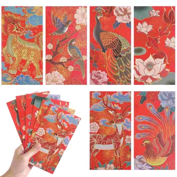 6/12pcs Китайски червен плик Нова година Hongbao късмет пари джоб пролетен фестивал сватба червен пакет пари торбички