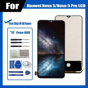 6.39inch OLED LCD за Huawei nova 5 / Nova5 Pro LCD дисплей сензорен екран SEA-AL10 SEA-AL00 дигитайзер събрание телефон подмяна