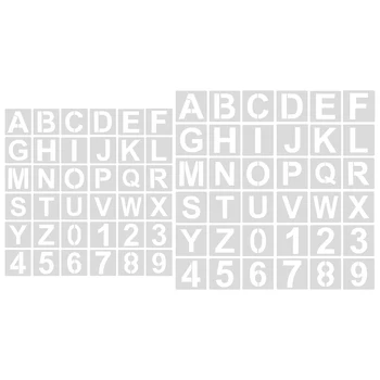  72pcs / 2sets миещи се писмо номер шаблон за многократна употреба лесна употреба дърво знак за пръскане живопис DIY изкуство проект 1inch 2inch пластмаса