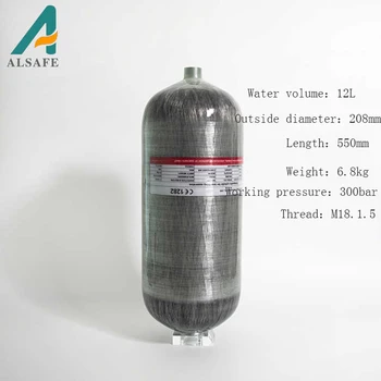  Alsafe 4500Psi 300Bar 30Mpa 12L въглеродни влакна цилиндър високо налягане резервоар HPA резервоар гмуркане бутилка водолазен резервоар M18 * 1.5