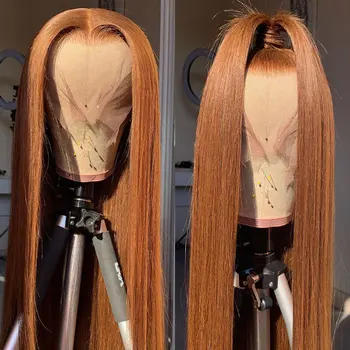 Auburn Brown синтетична коса дантела предни перуки без лепило направо високо качество топлоустойчиви влакна Preplucked линията на косата за жени