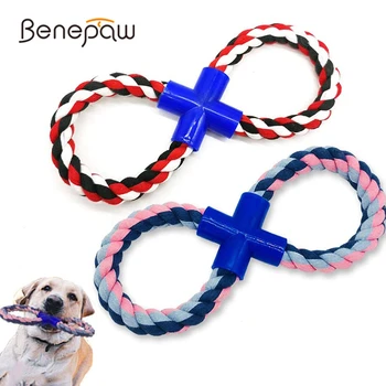 Benepaw Strong 8 оформени играчки за кучешко въже Нетоксичен естествен памук Интерактивни играчки за домашни любимци Chew Puppy Играй играта Обучение Масажни венци