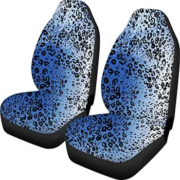 Blue Gradient Leopard Print Universal Car Seat Covers Front Bucket Seat Protectors Set of 2 Decor Accessories Fit Vehicle