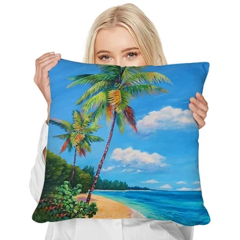 CLOOCL Модна калъфка за възглавница Tropical Hawaii Beach Coconut Tree 3D отпечатана възглавница за диван спалня декоративни възглавници