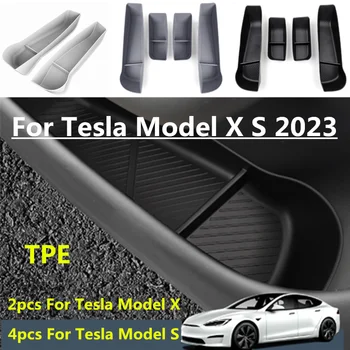 Car TPE водоустойчив предна задна врата странична врата слот съхранение организатор Подреждане съхранение кутия за съхранение за Tesla Модел X S 2023