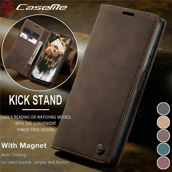 CaseMe Flip кожен калъф за телефон за RedMi Note 12 12S 11 11S 10 10S 9S 8 XiaoMi Poco X5 Pro F5 магнитен портфейл карта капак Coque