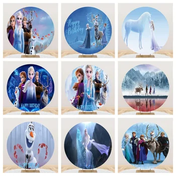 Disney кръгла декорация кръг зимата замразени Елза Анна принцеса момичета рожден ден парти декори снежинка сняг снимка фонове