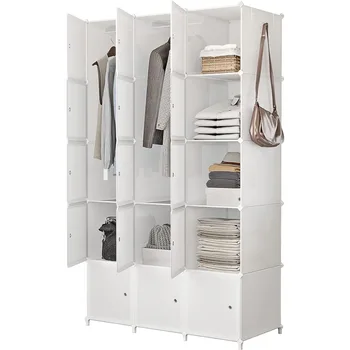 JOISCOPE Преносим килер за окачване на дрехи, комбиниран шкаф, модулен шкаф за спестяване на място, идеален организатор за съхранение