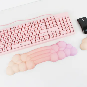 Kawaii градиент цвят клавиатура подложка китката почивка подложка за мишка облак форма сладък ръка подкрепа мемори пяна компютър геймър подложка за мишка