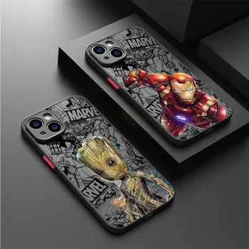 Marvel Spiderman Iron Man Калъф за телефон за iPhone XR 8 Plus 12 Mini 15 Pro 7 6S 11 Pro 14 Pro Max 13 XS X SE Armor Луксозен капак