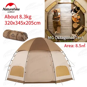 Naturehike Dome Camping Tent Double Layer 3-4 души Голямо пространство MG осмоъгълна палатка с оберлихт за открит туристически плаж